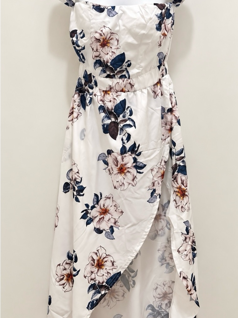 White Floral Wrap Midi Dress Size XL New Without Tags